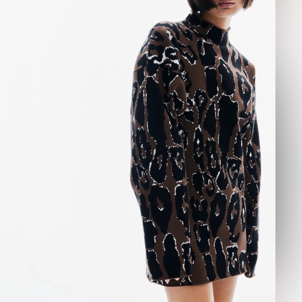 Jacquard knit mock turtle neck sweater - Picture 3 of 9